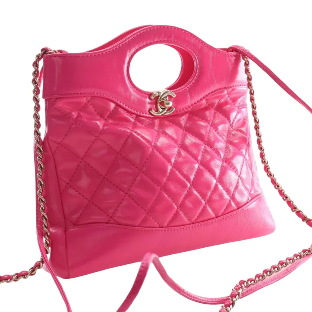 Chanel Large Quilted Glazed Calfskin 31 Shopping Bag Pink Leather Very good - Box View