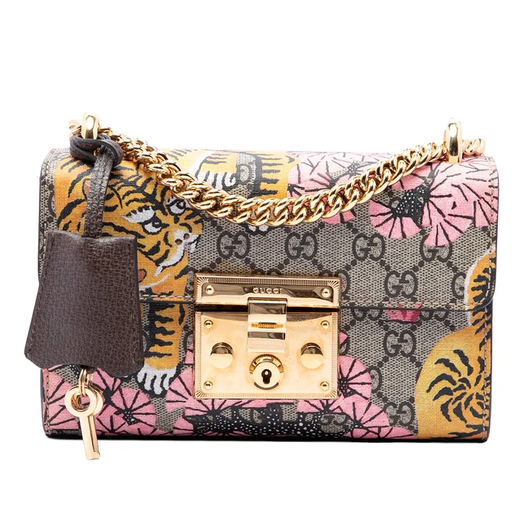 Gucci Small GG Supreme Bengal Padlock Crossbody Beige Canvas Very good - Front View
