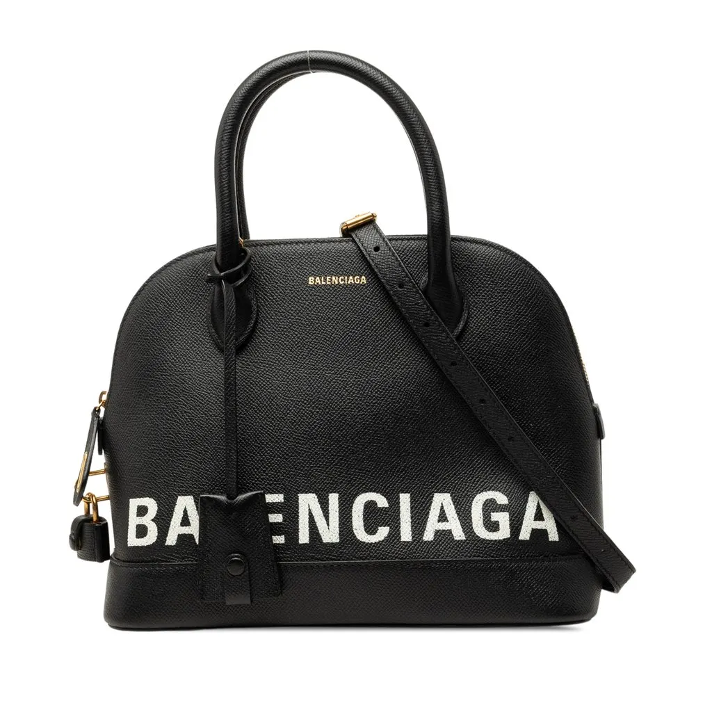 Balenciaga Grained Calfskin Ville Top Handle Bag S Black Leather Very good - Front View