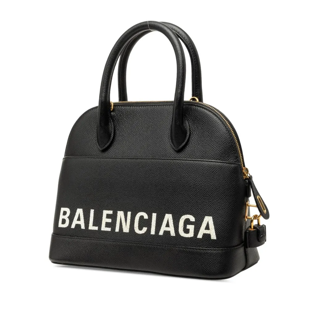 Balenciaga Grained Calfskin Ville Top Handle Bag S Black Leather Very good - Back View