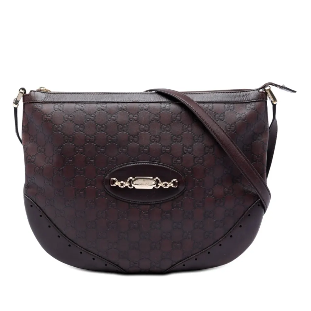 Gucci Guccissima Punch Crossbody Brown Leather Very good - Front View