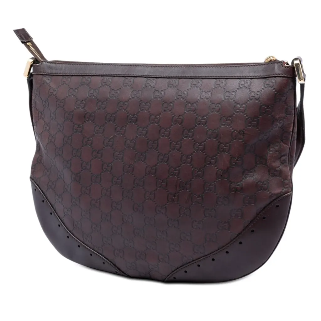 Gucci Guccissima Punch Crossbody Brown Leather Very good - Back View