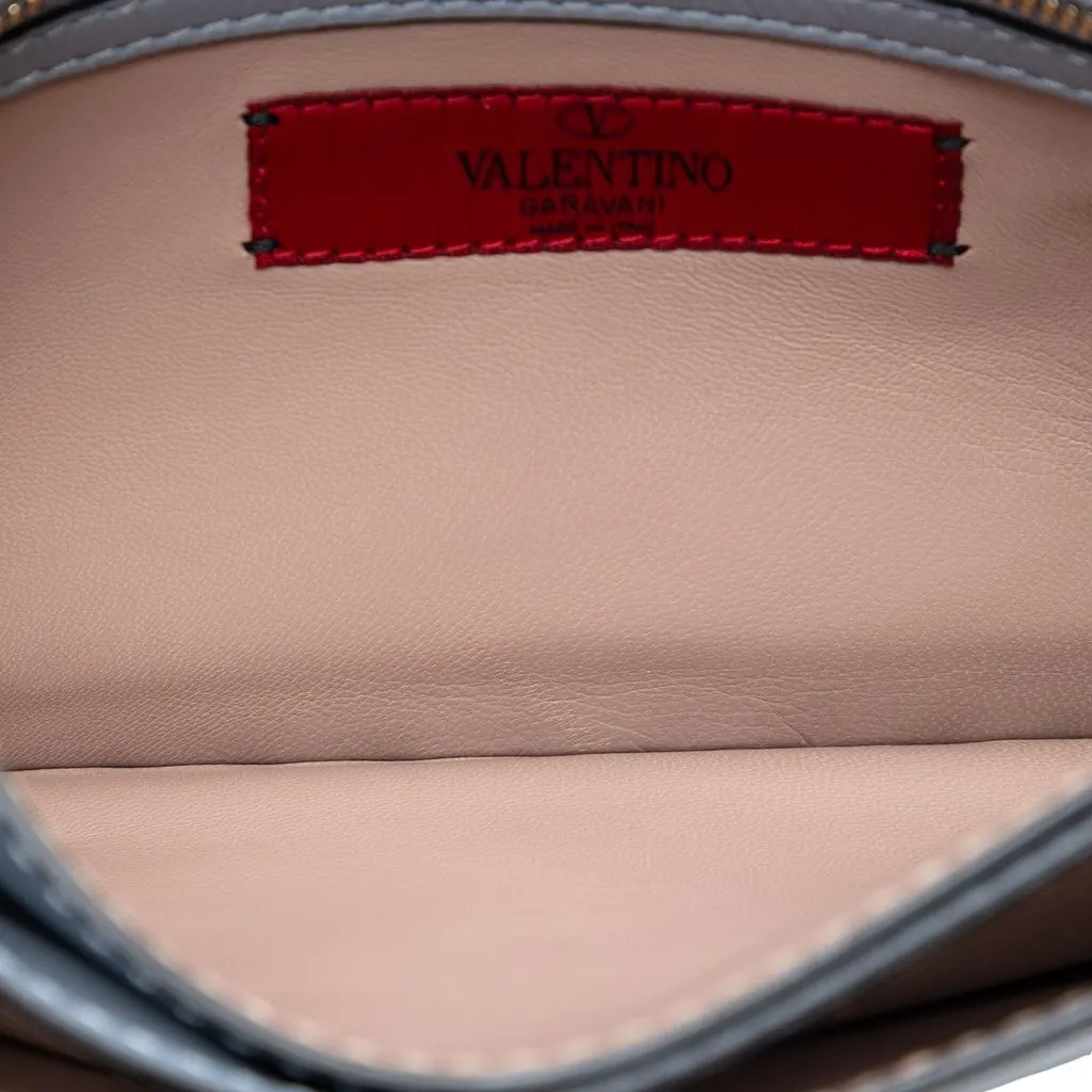Valentino Nappa Rockstud Wristlet Clutch Grey Leather Very good - Model View