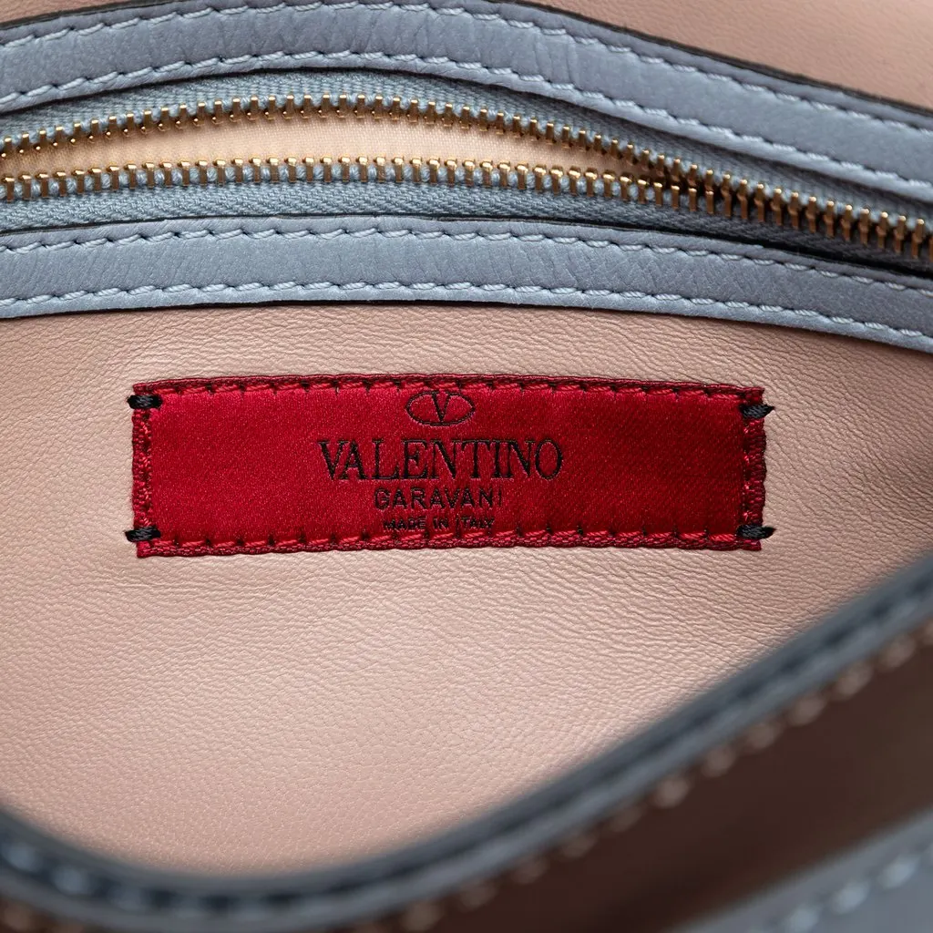 Valentino Nappa Rockstud Wristlet Clutch Grey Leather Very good - Box View