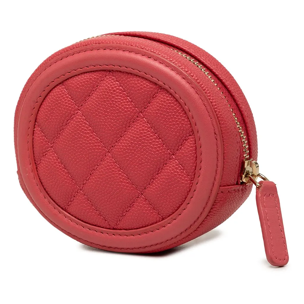 Chanel Caviar Filigree Coin Pouch Pink Leather Very good - Back View