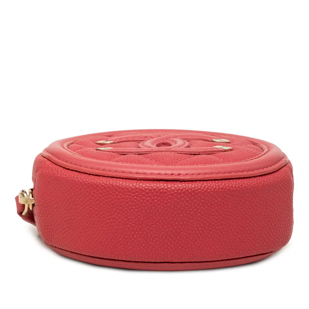 Chanel Caviar Filigree Coin Pouch Pink Leather Very good - Inside View