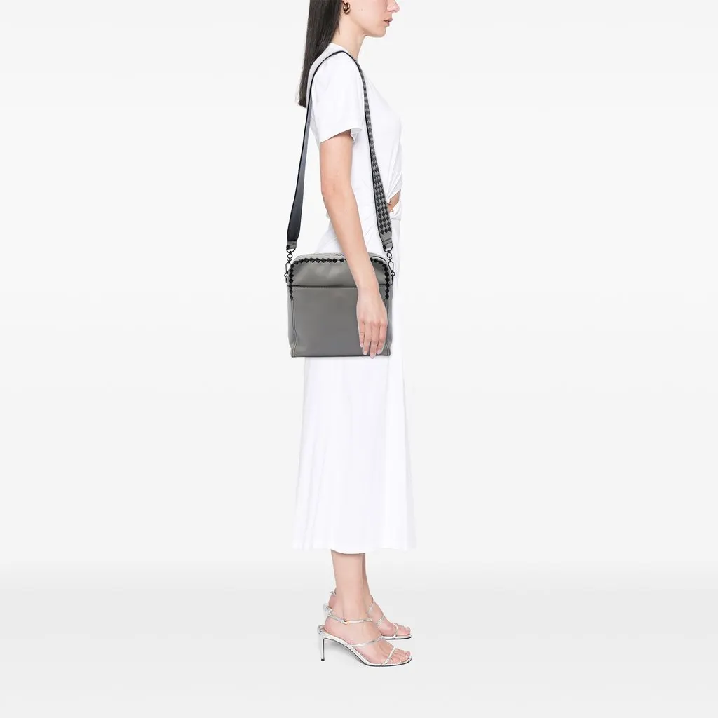 Bottega Veneta Intrecciato Trimmed Nappa Crossbody Grey Leather Very good - Box View