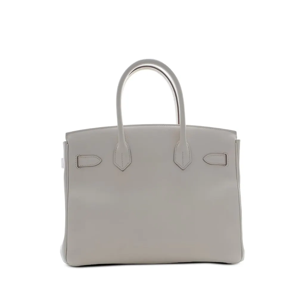 Hermès Epsom Birkin Retourne 30 White Leather Good - Back View