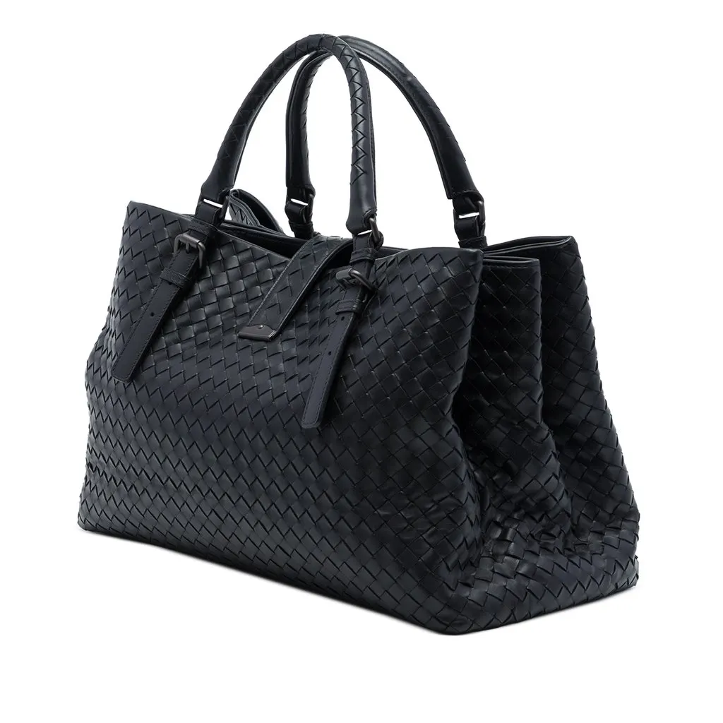Bottega Veneta Medium Nappa Intrecciato Roma Tote Black Leather Very good - Back View