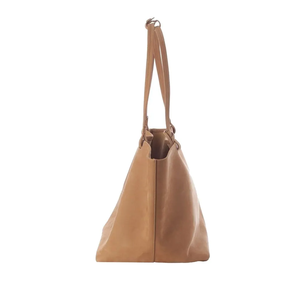 The Row Nubuck Park Tote Three Beige Leather Very good - Model View