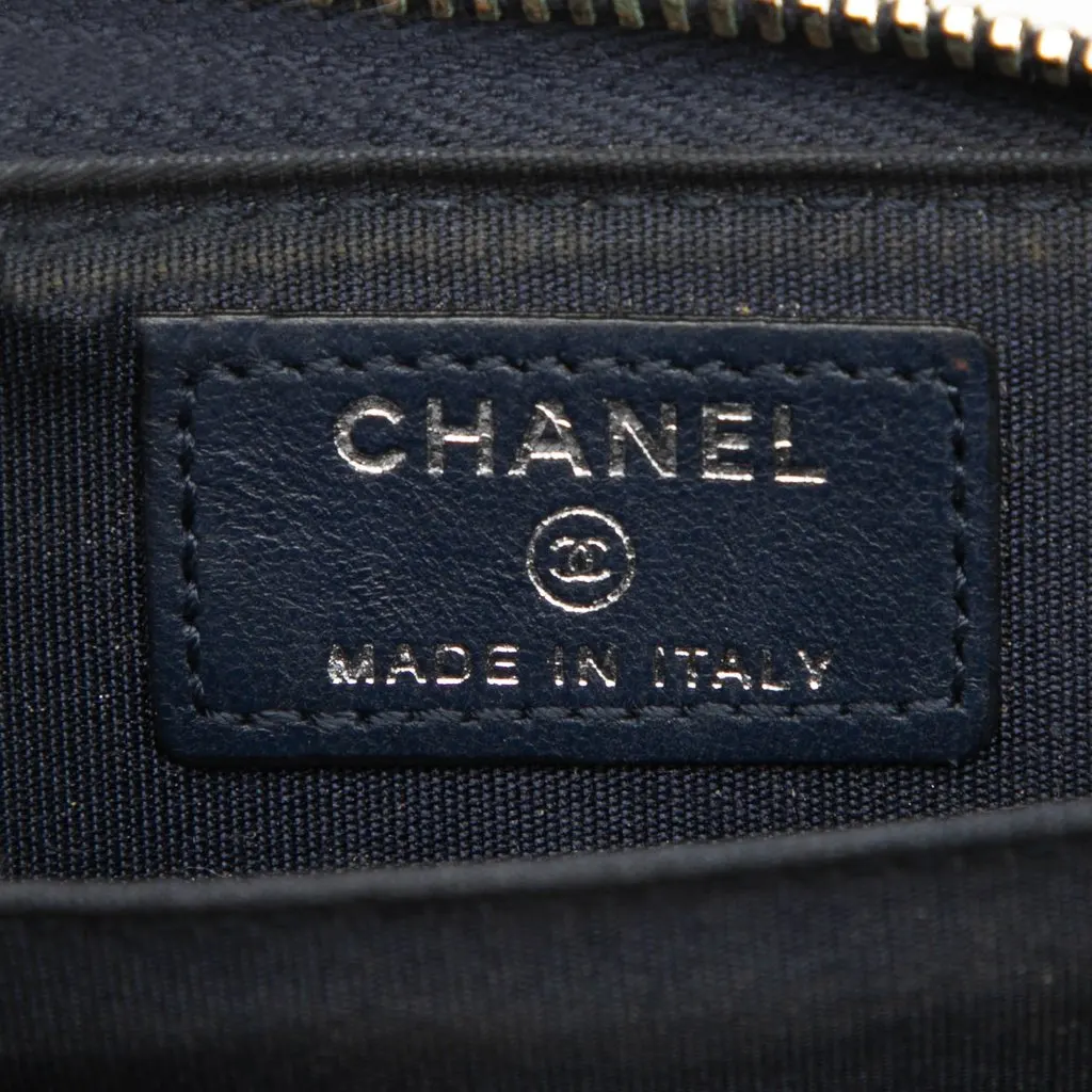 Chanel CC Quilted Lambskin Zippy Coin Pouch Blue Leather Very good - Box View