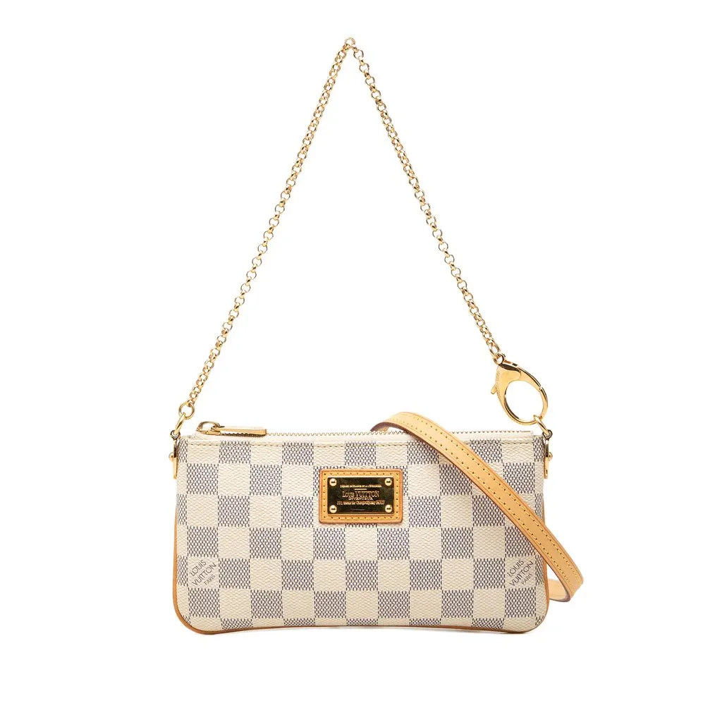 Louis Vuitton Damier Azur Pochette Milla MM White Canvas Very good - Front View