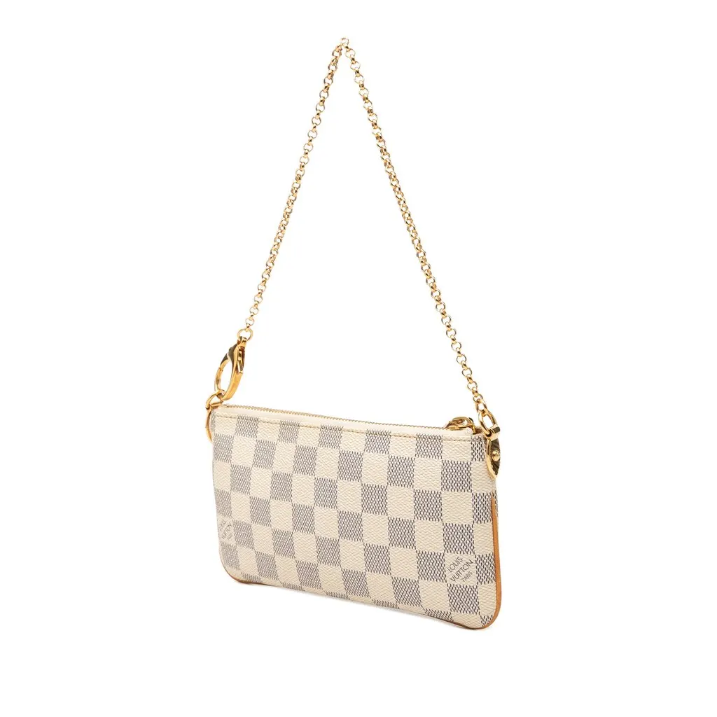 Louis Vuitton Damier Azur Pochette Milla MM White Canvas Very good - Back View