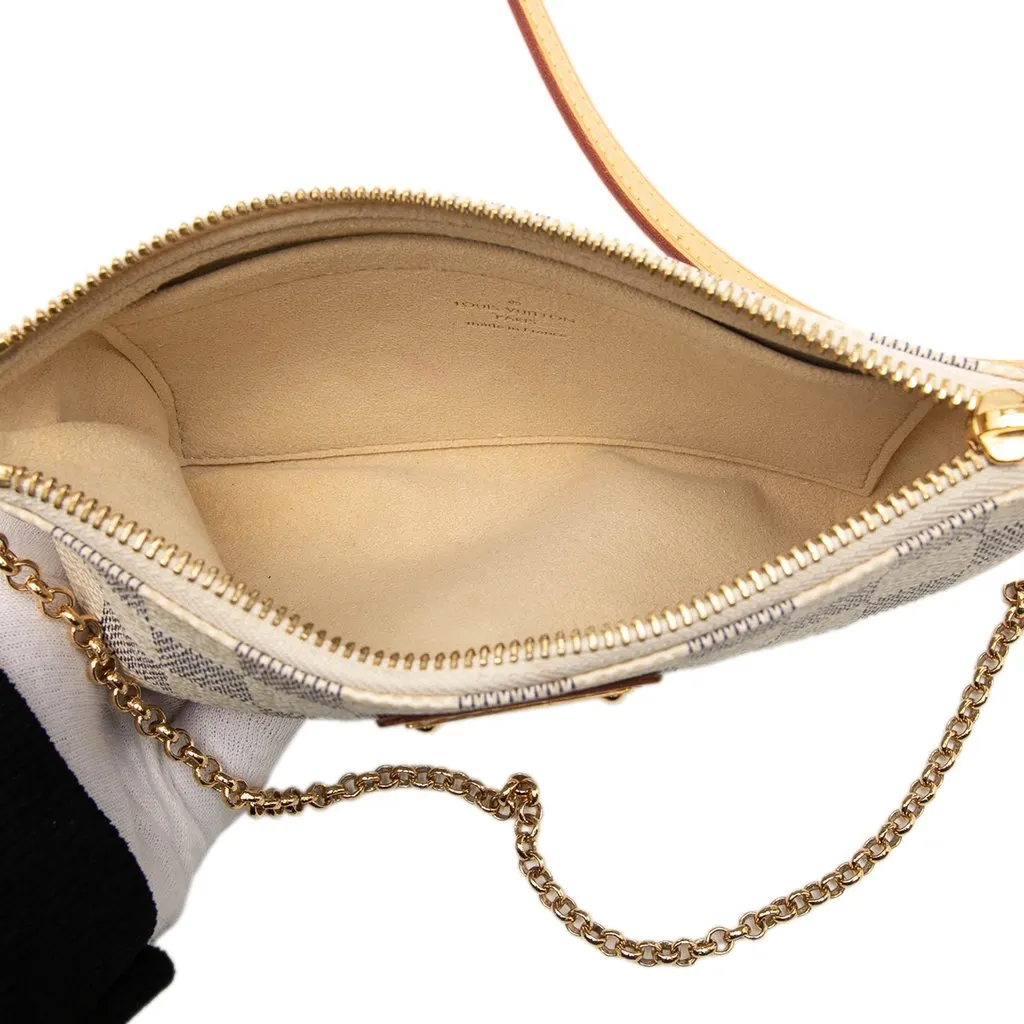 Louis Vuitton Damier Azur Pochette Milla MM White Canvas Very good - Model View