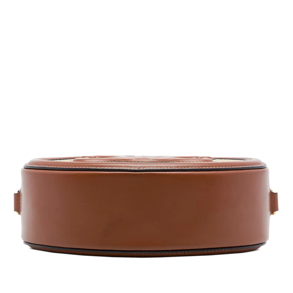 Celine Straw Effect Canvas Cuir Triomphe Oval Crossbody Beige Canvas Very good - Inside View