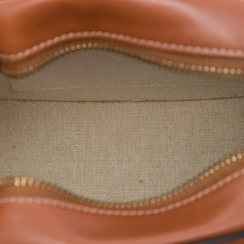 Celine Straw Effect Canvas Cuir Triomphe Oval Crossbody Beige Canvas Very good - Model View
