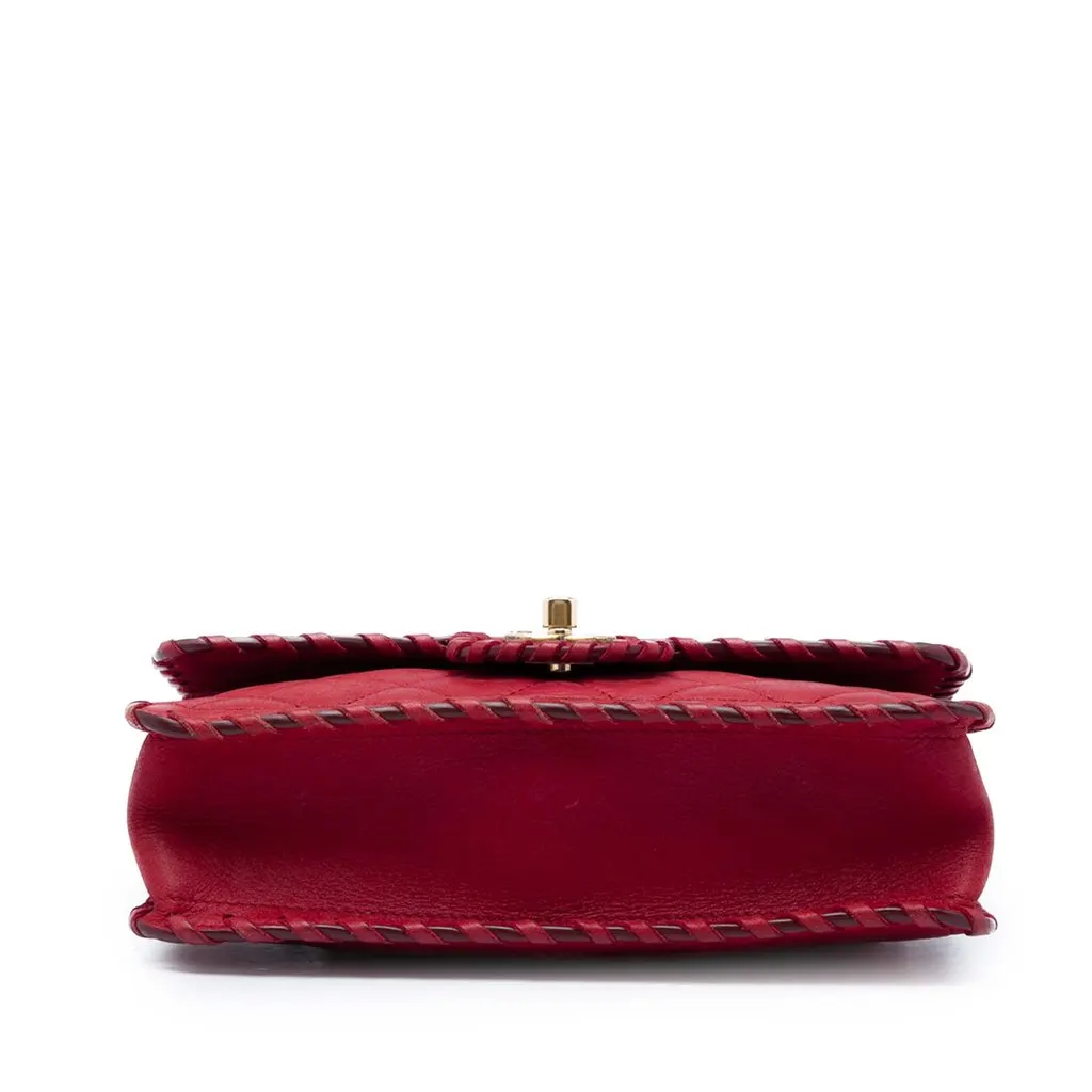 Chanel Small Quilted Iridescent Calfskin Happy Stitch Flap Red Leather Very good - Inside View