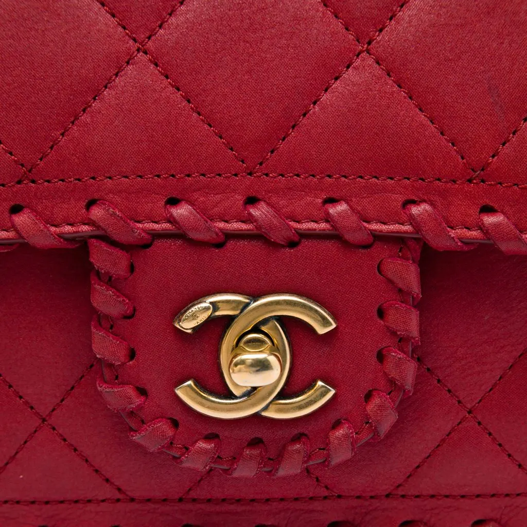 Chanel Small Quilted Iridescent Calfskin Happy Stitch Flap Red Leather Very good - Box View