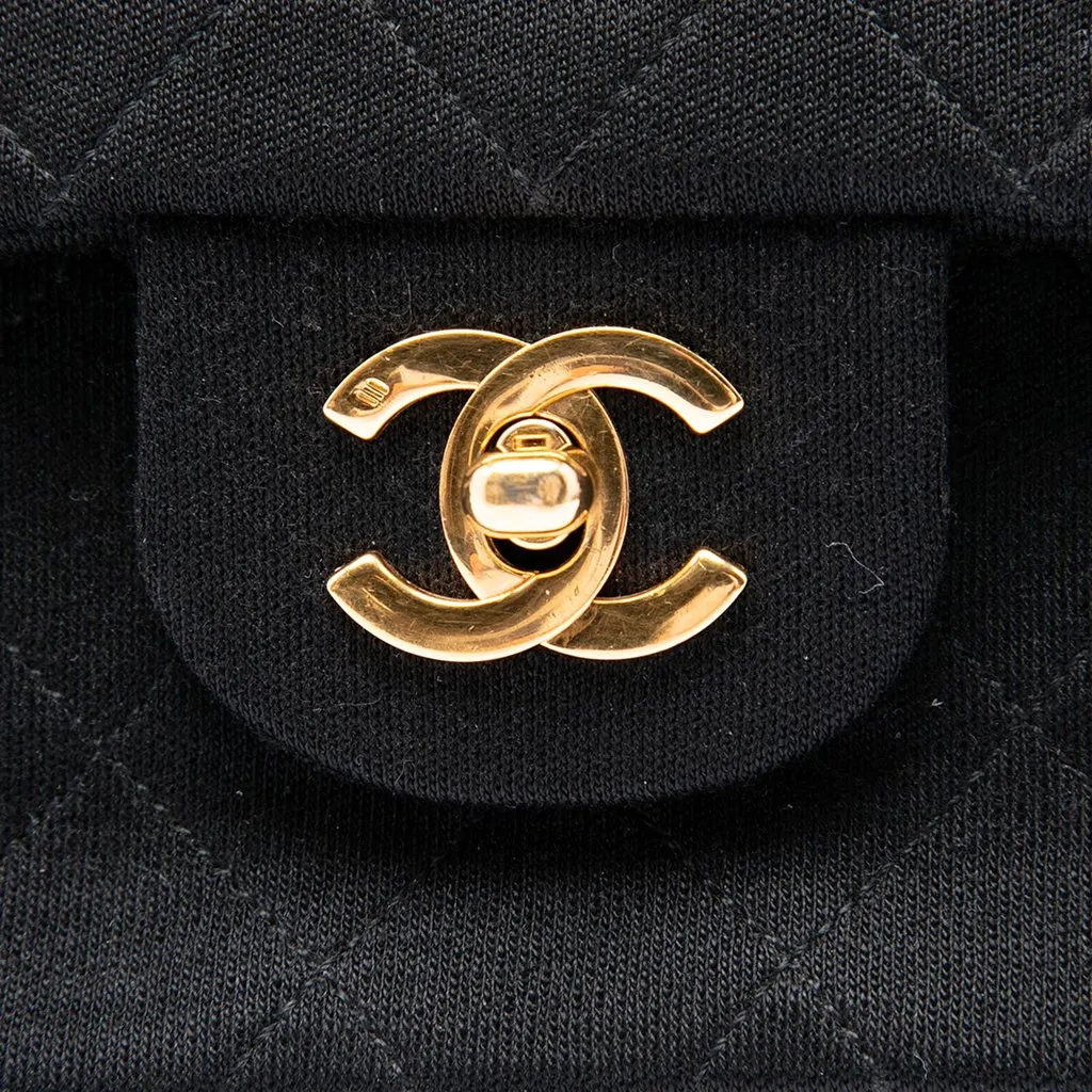 Chanel Medium Classic Jersey Bijoux Chain Double Flap Black Very good - Box View