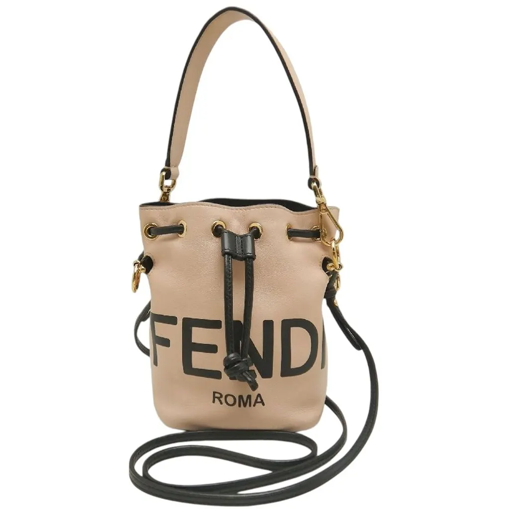 Fendi Mini Calfskin Mon Tresor Bucket Bag Brown Leather Very good - Front View