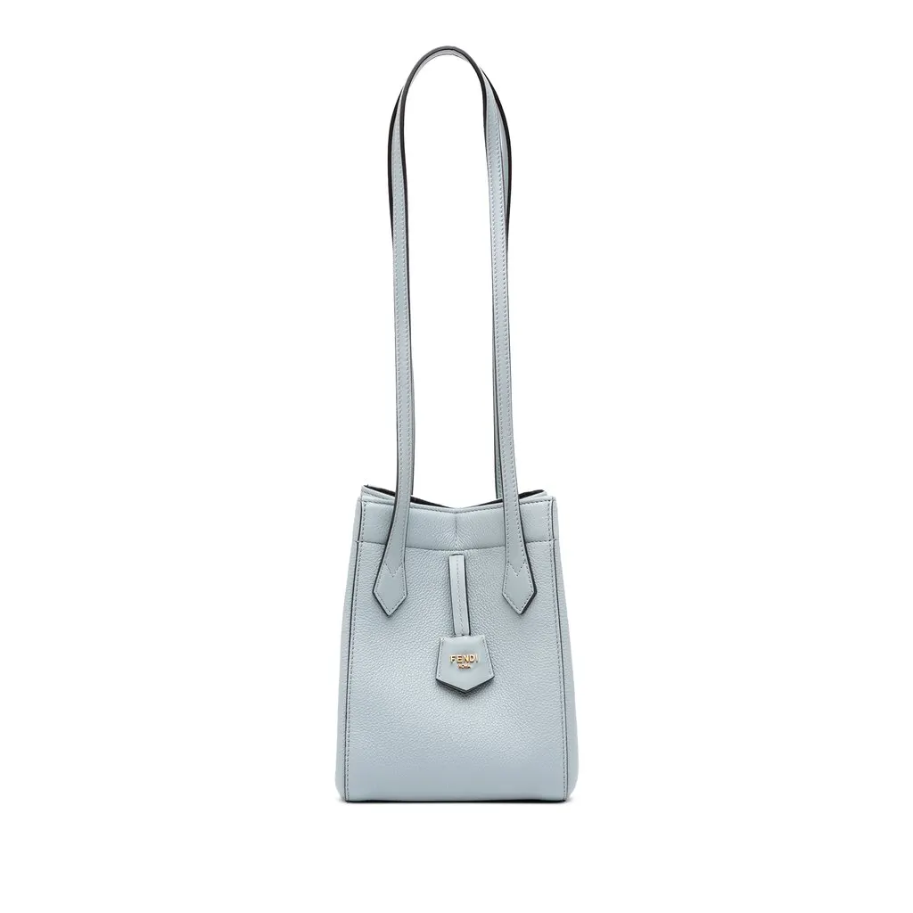 Fendi Mini Leather Origami Shoulder Bag Blue Leather Good - Front View