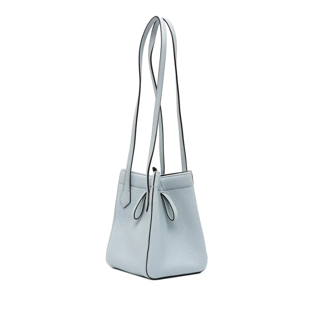 Fendi Mini Leather Origami Shoulder Bag Blue Leather Good - Back View