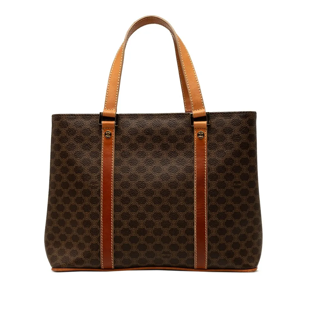 Celine Macadam Coated Canvas Tote Brown Canvas Good - Front View