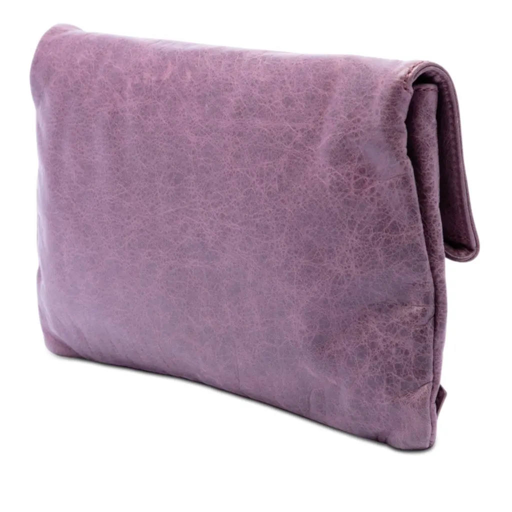 Balenciaga Lambskin Motocross Giant 21 Envelope Clutch Purple Leather Very good - Back View