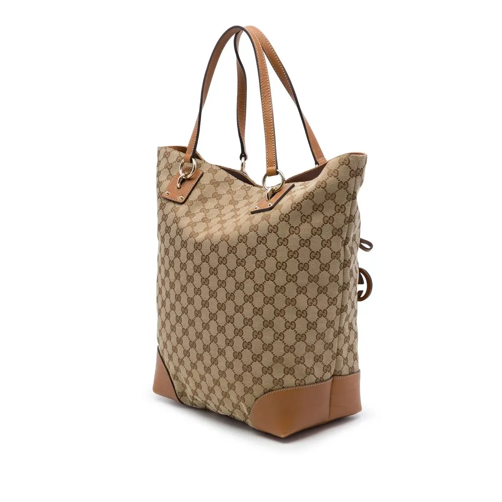 Gucci Large GG Canvas GG Charm Tote Beige Canvas Good - Back View