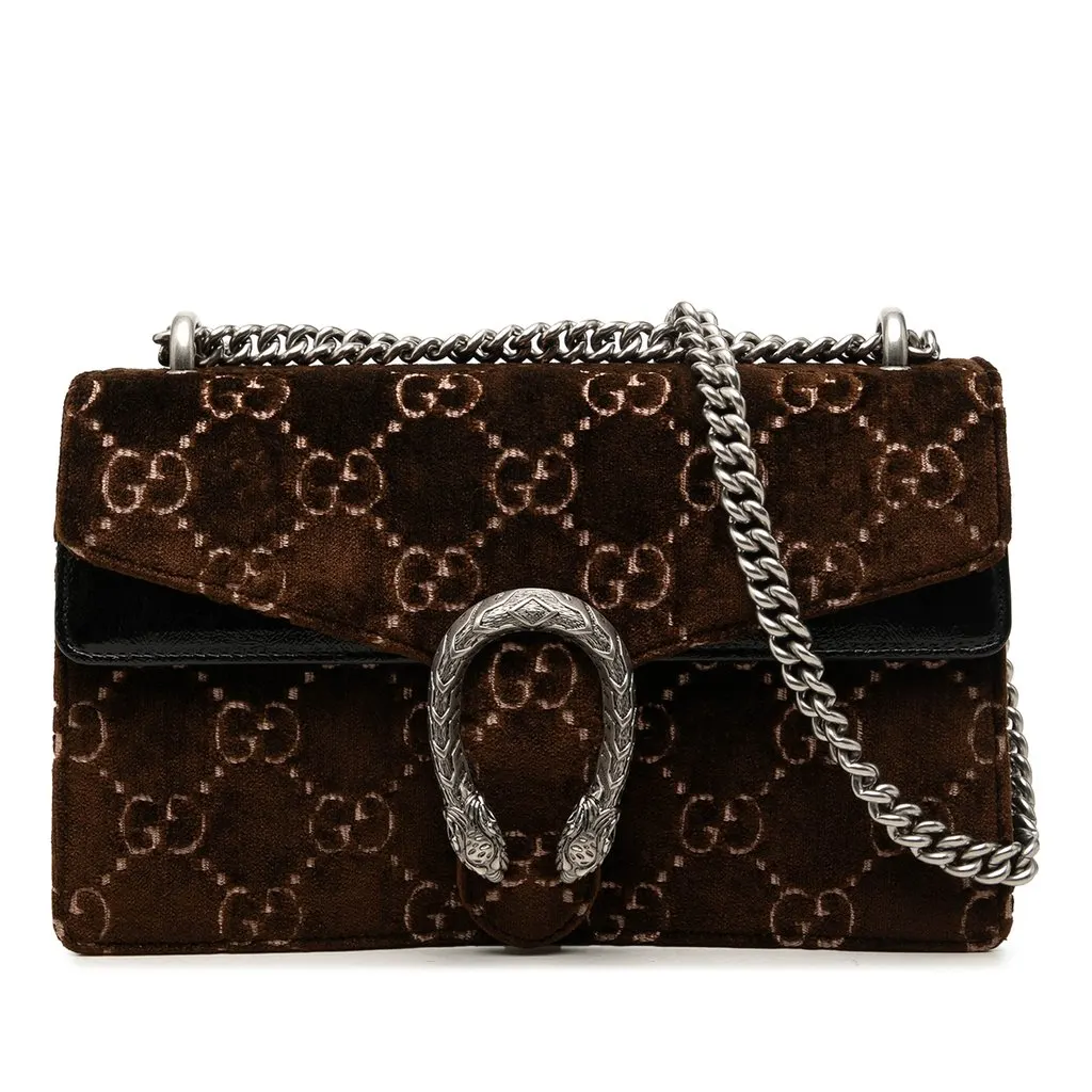 Gucci Medium GG Velvet Dionysus Shoulder Bag Brown Velvet Very good - Front View