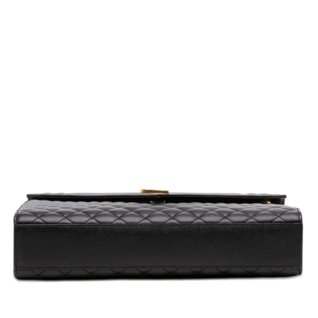 Saint Laurent Medium Grain De Poudre Triquilt Monogram Envelope Bag Black Leather Very good - Inside View