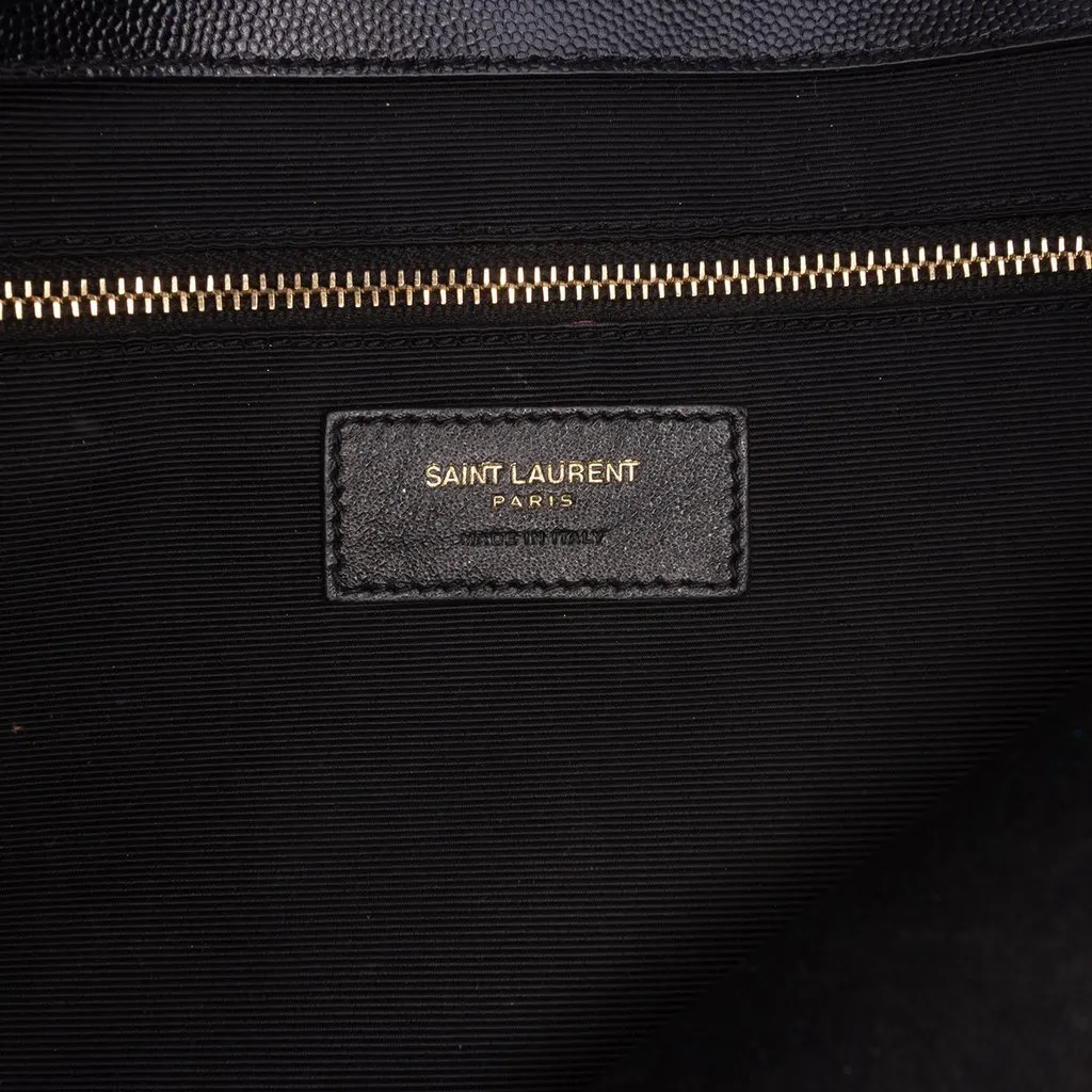 Saint Laurent Medium Grain De Poudre Triquilt Monogram Envelope Bag Black Leather Very good - Box View
