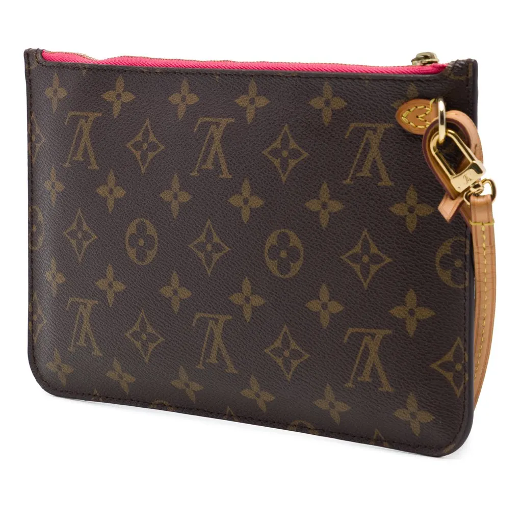 Louis Vuitton Monogram Neverfull MM Pouch Brown Canvas Good - Back View