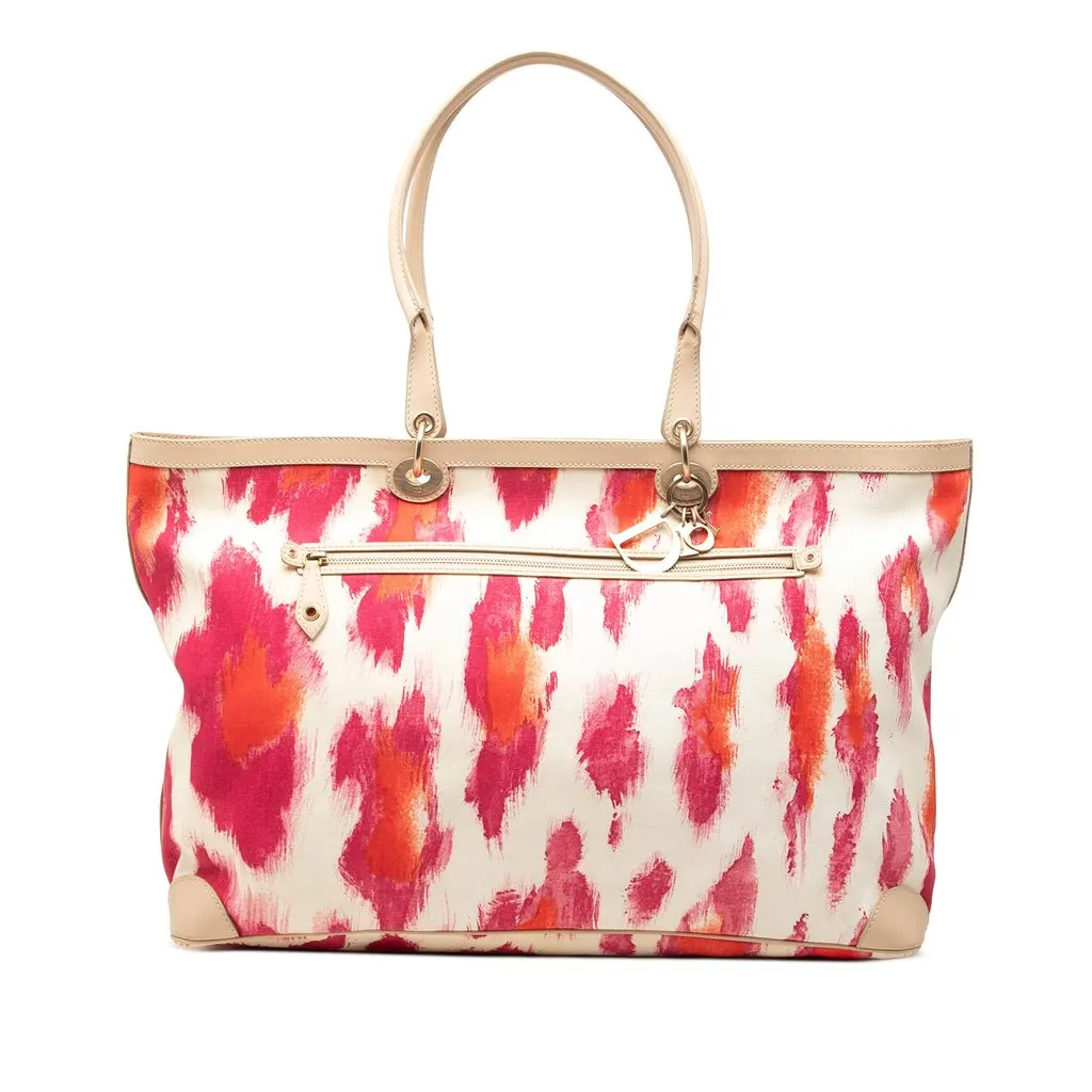 Dior Large Printed Canvas St Tropez Tote Brown Very good - Front View
