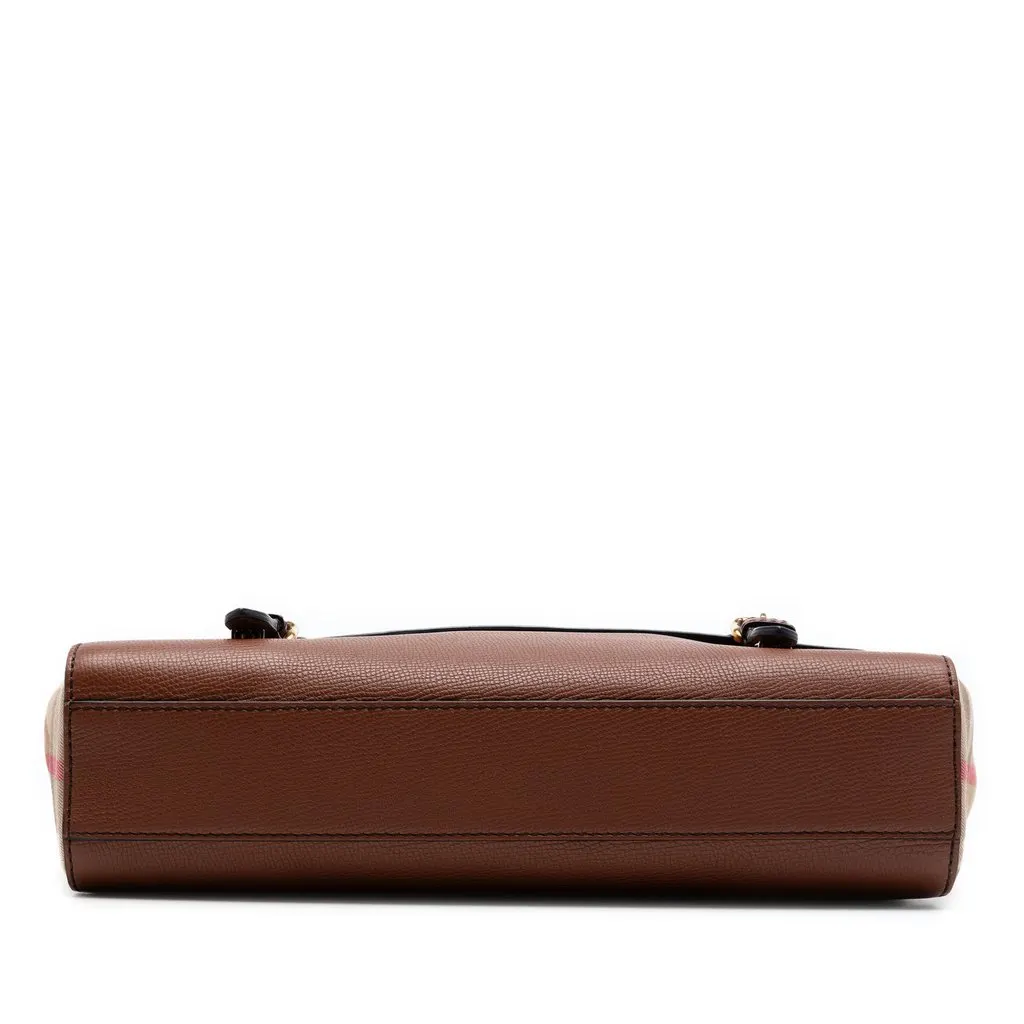 Burberry Leather and House Check Canvas Ethan Business Bag Brown Leather Very good - Inside View