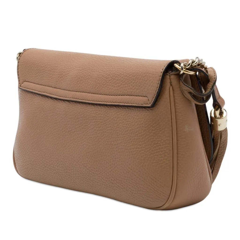 Gucci Medium Calfskin Soho Chain Flap Crossbody Brown Leather Very good - Back View