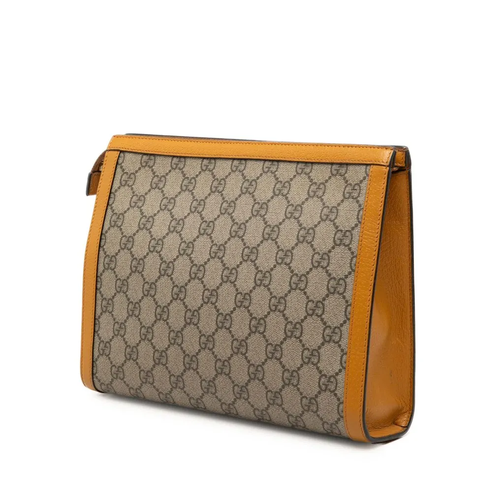 Gucci Kai GG Supreme Teddy Bear Clutch Beige Very good - Back View