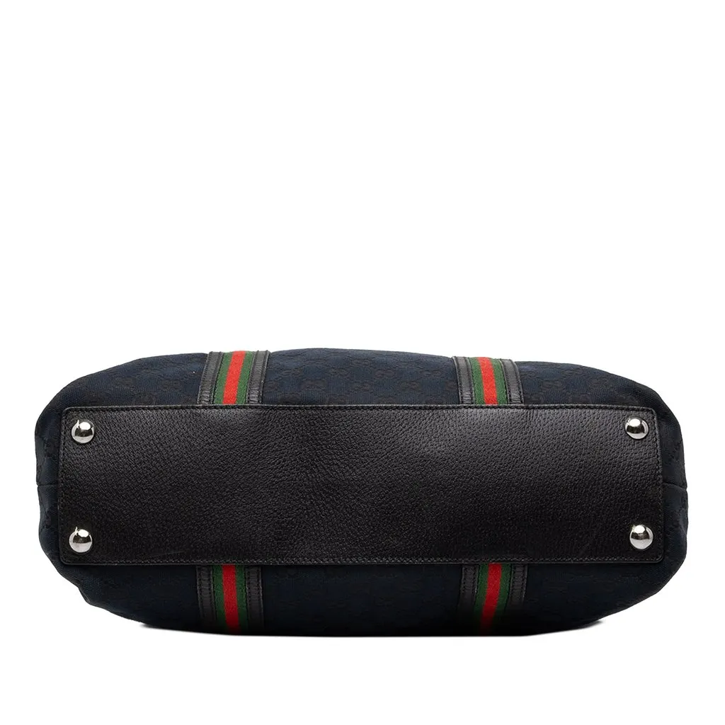 Gucci GG Canvas Web Shopper Tote Black Canvas Very good - Inside View