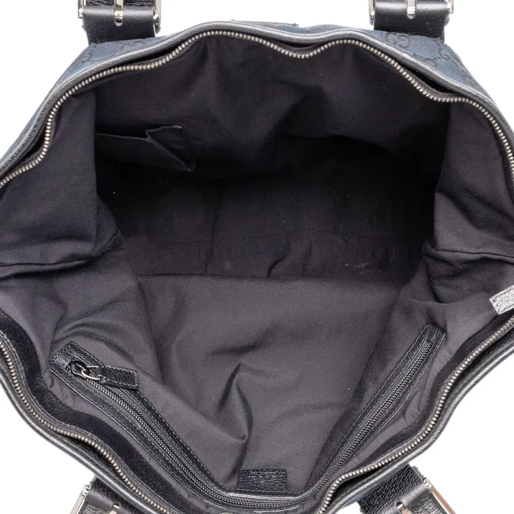 Gucci GG Canvas Web Shopper Tote Black Canvas Very good - Model View