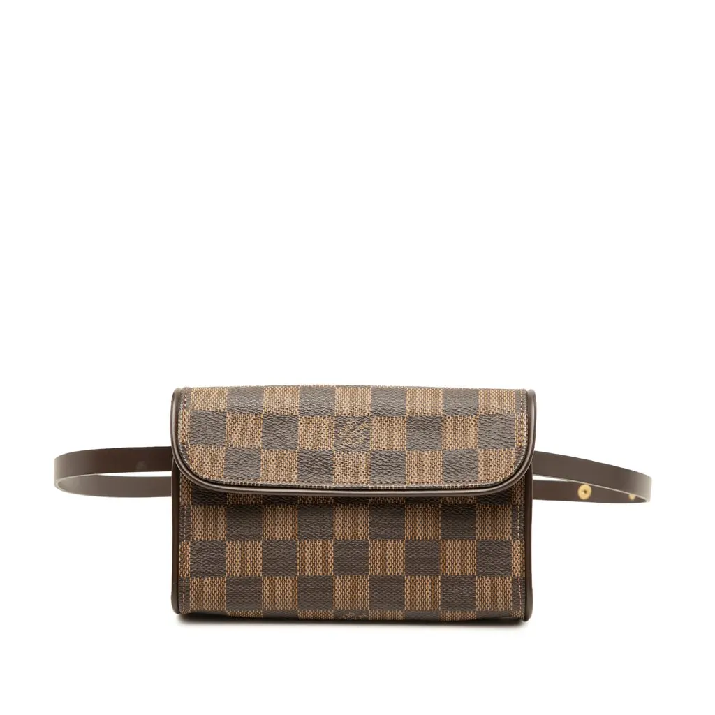 Louis Vuitton Damier Ebene Florentine Pochette Brown Canvas Good - Front View