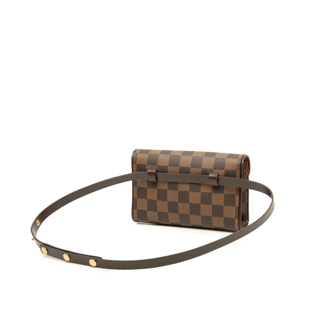 Louis Vuitton Damier Ebene Florentine Pochette Brown Canvas Good - Back View