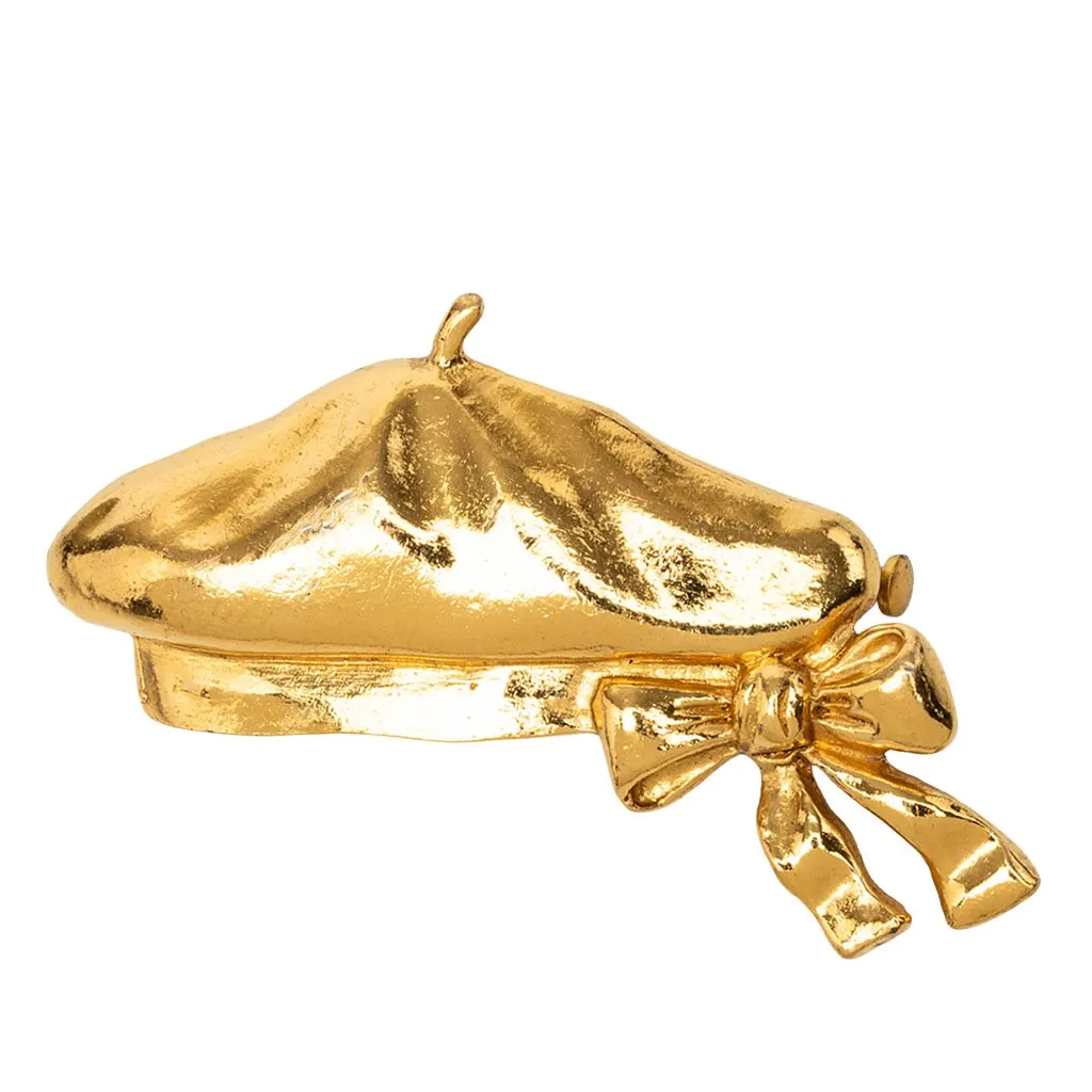 Chanel Gold Plated Beret Hat Brooch Gold Metal Very good - Front View