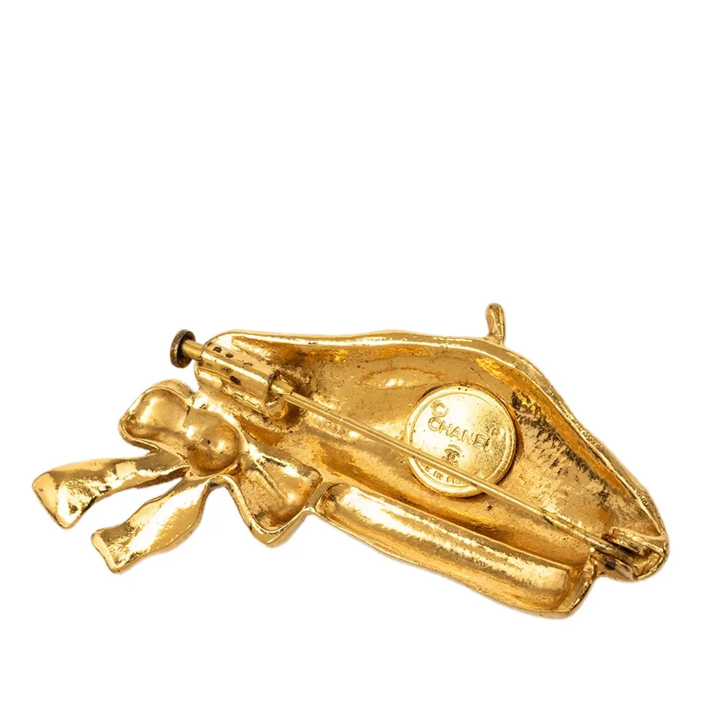 Chanel Gold Plated Beret Hat Brooch Gold Metal Very good - Back View