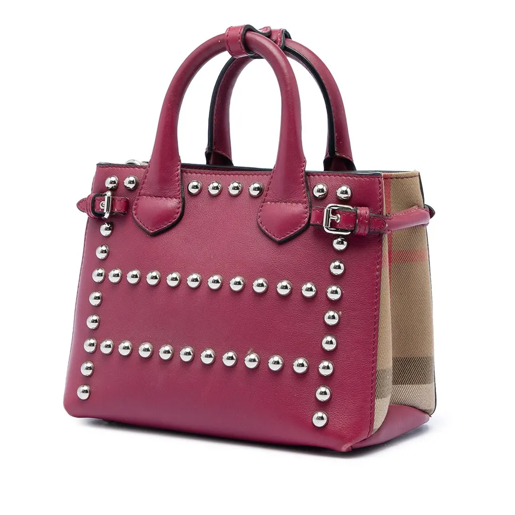Burberry Baby Studded Leather and House Check Banner Satchel Purple Leather Very good - Back View