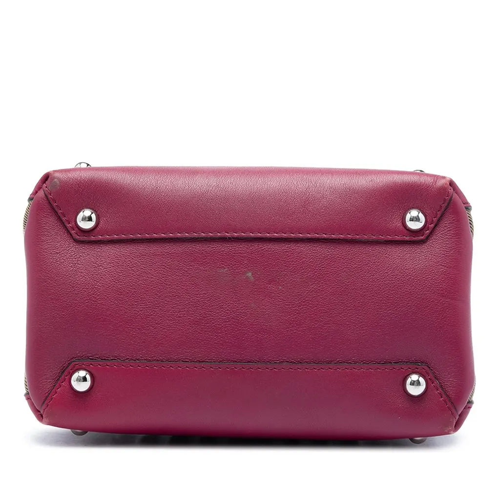 Burberry Baby Studded Leather and House Check Banner Satchel Purple Leather Very good - Inside View
