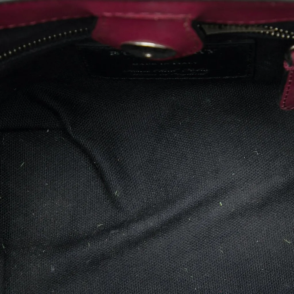 Burberry Baby Studded Leather and House Check Banner Satchel Purple Leather Very good - Model View