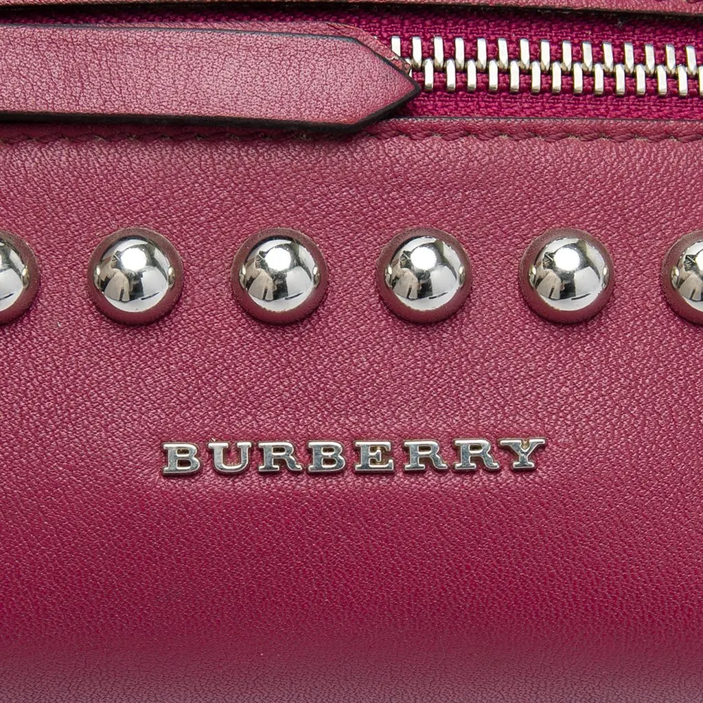 Burberry Baby Studded Leather and House Check Banner Satchel Purple Leather Very good - Box View