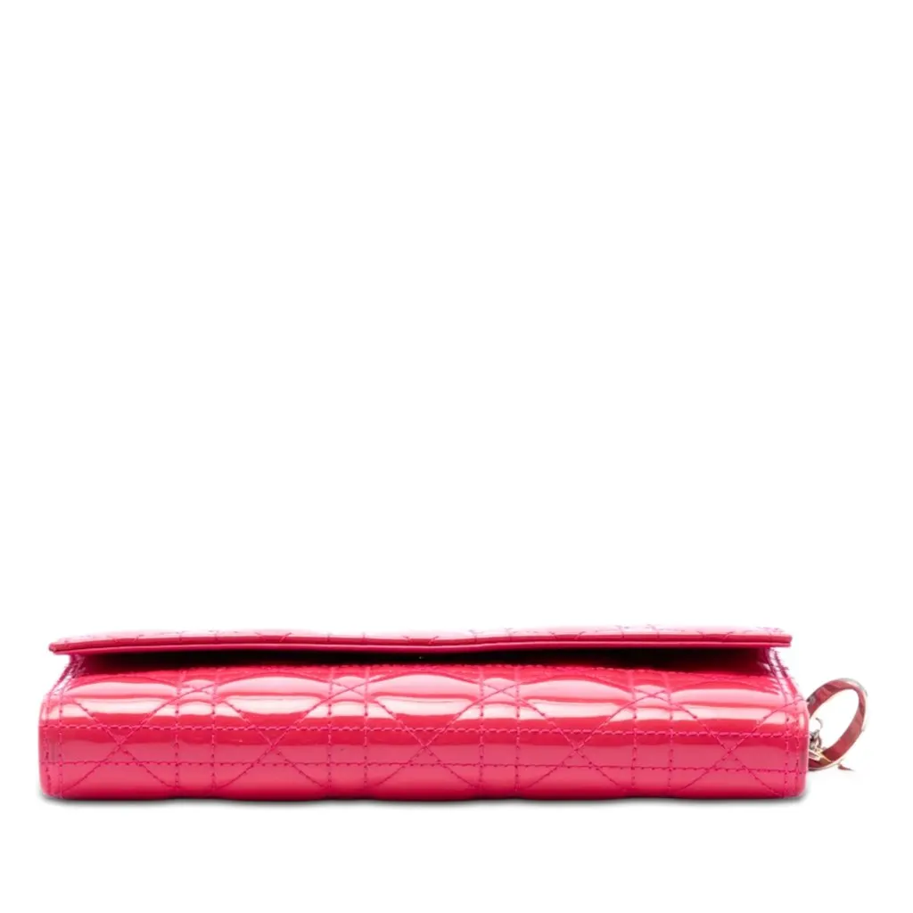 Dior Patent Cannage Lady Dior Wallet On Chain Pink Leather Very good - Inside View