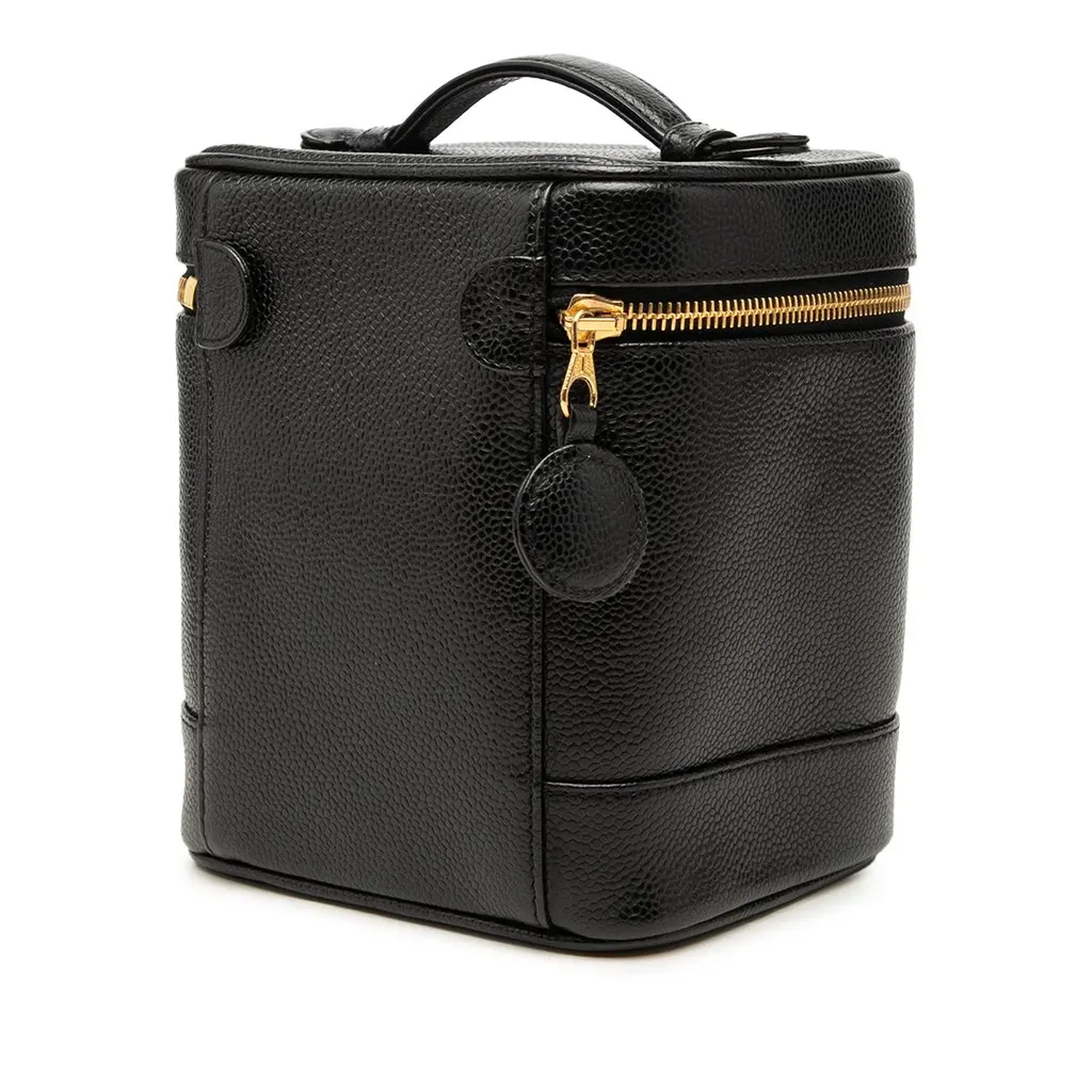 Chanel CC Caviar Vanity Case Black Leather Very good - Back View