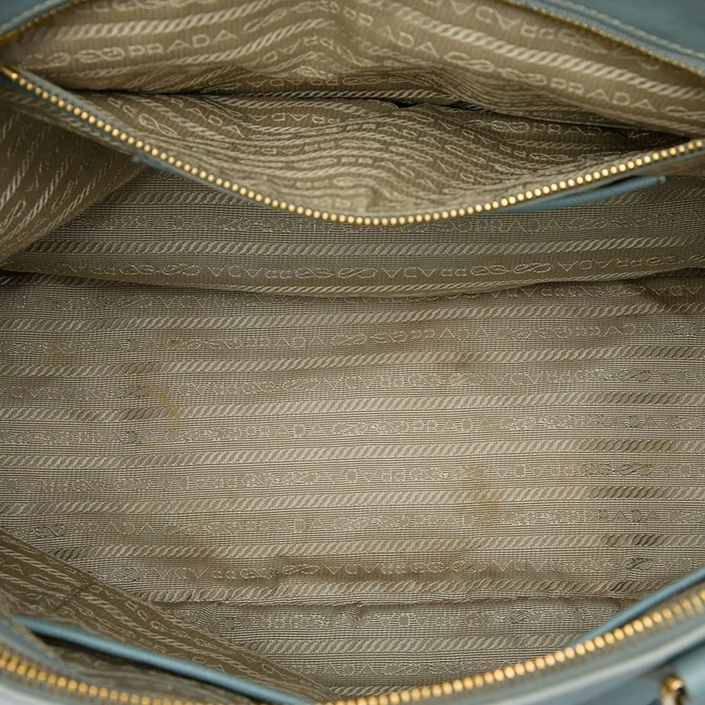 Prada Large Saffiano Lux Galleria Double Zip Satchel Blue Leather Very good - Box View